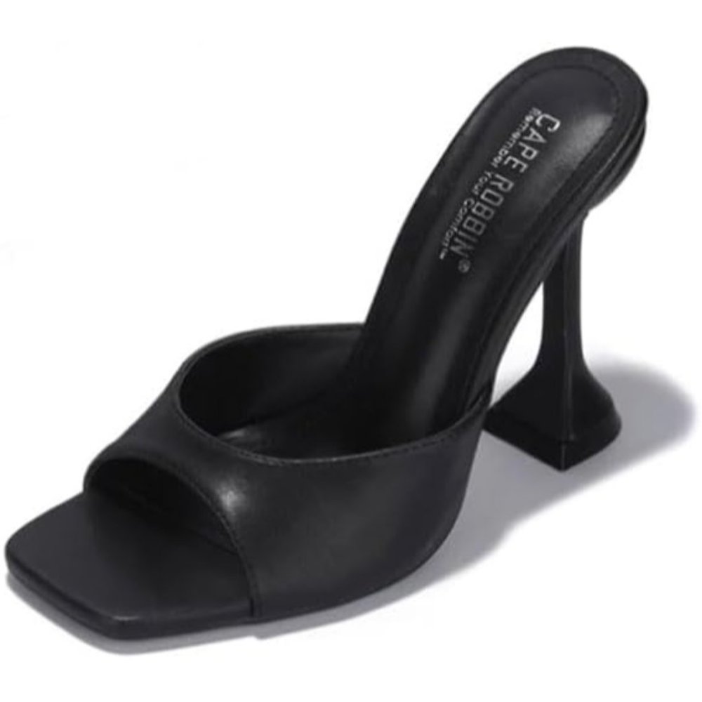Women Cape Robbin Square Open Black Toe Shoes Heels Lithe Sexy Shoes